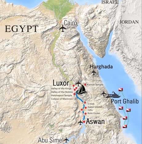 Map of Nile River cruise